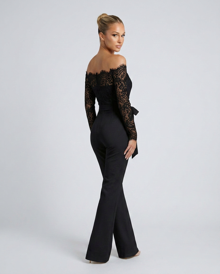 Jodi | Lace Off-Shoulder Jumpsuit with Straight-Leg Fit