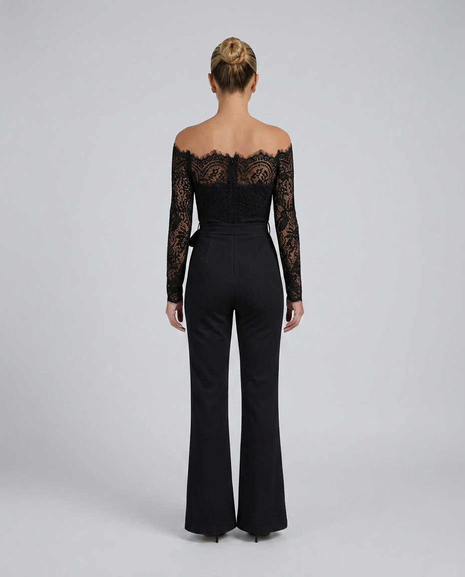 Jodi | Lace Off-Shoulder Jumpsuit with Straight-Leg Fit