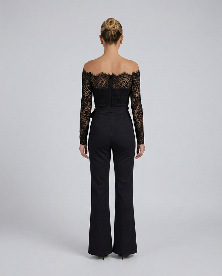 Jodi | Lace Off-Shoulder Jumpsuit with Straight-Leg Fit