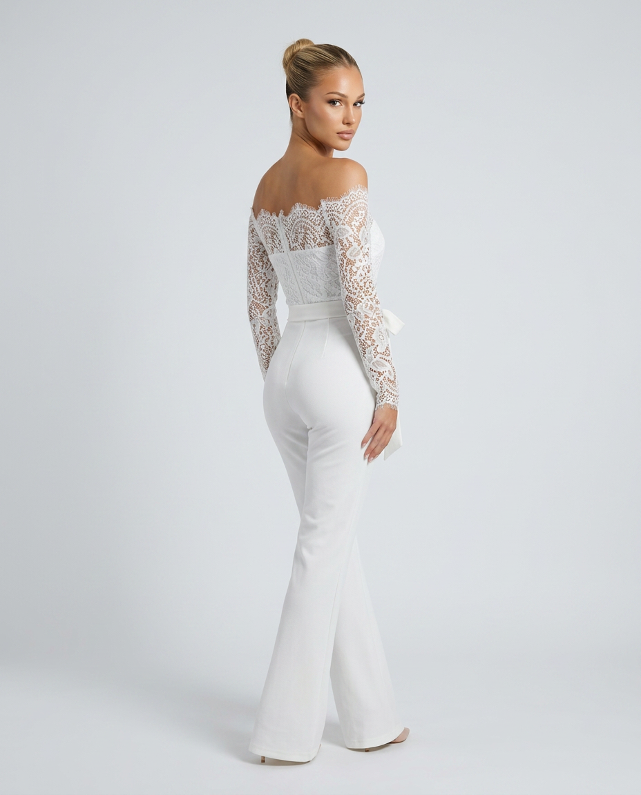 Jodi | Lace Off-Shoulder Jumpsuit with Straight-Leg Fit