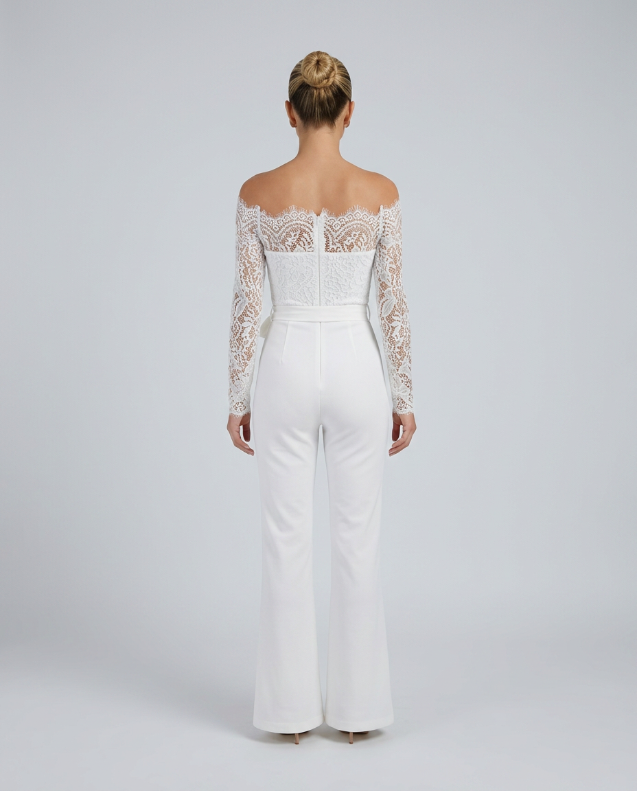 Jodi | Lace Off-Shoulder Jumpsuit with Straight-Leg Fit