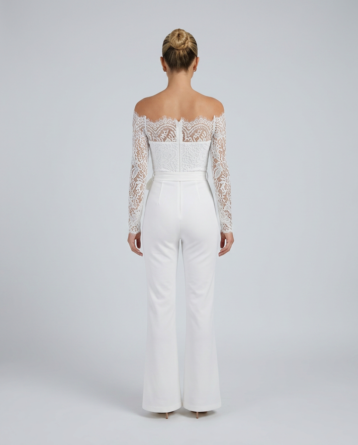 Jodi | Lace Off-Shoulder Jumpsuit with Straight-Leg Fit