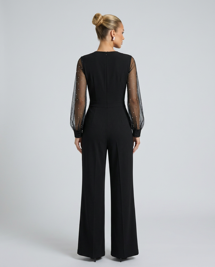 Lynda | Wide-Leg Jumpsuit with Mesh Sleeves