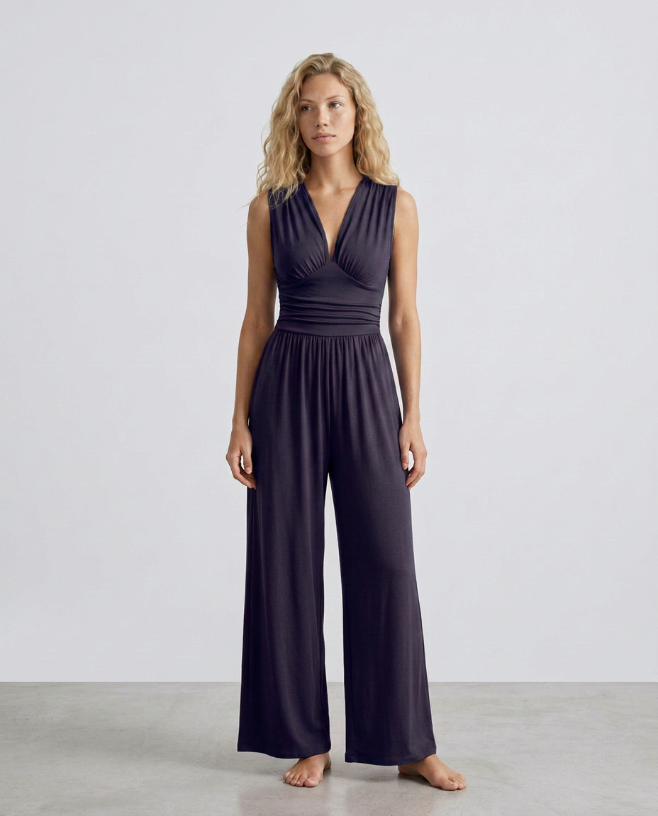 Keri | Satin-Style Jumpsuit with Halter Neck Detail