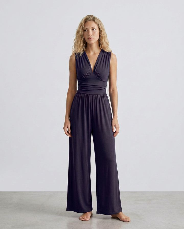 Keri | Satin-Style Jumpsuit with Halter Neck Detail