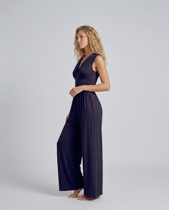 Keri | Satin-Style Jumpsuit with Halter Neck Detail