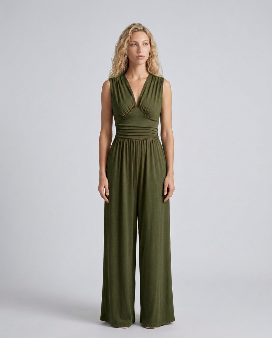 Keri | Satin-Style Jumpsuit with Halter Neck Detail