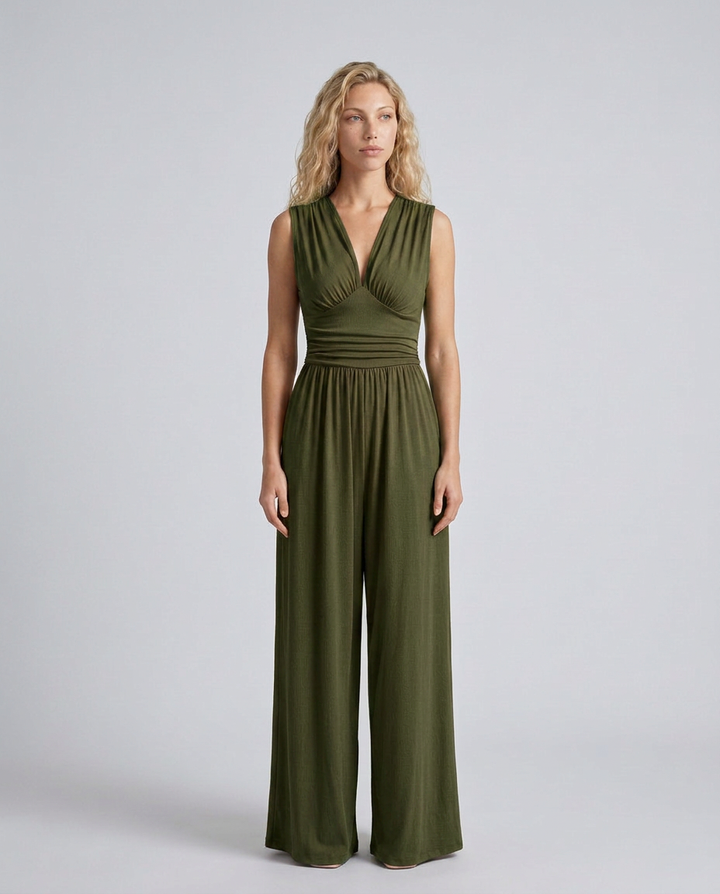 Keri | Satin-Style Jumpsuit with Halter Neck Detail