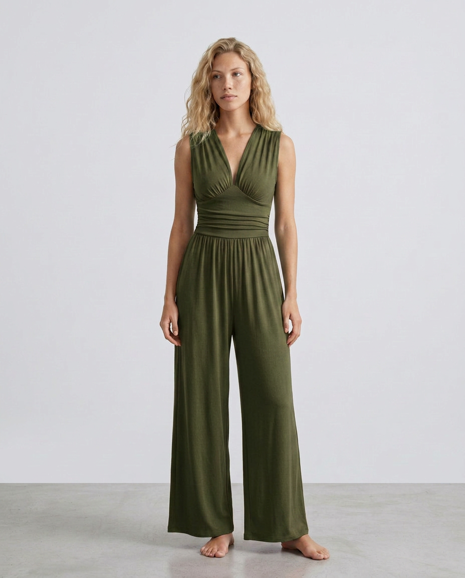 Keri | Satin-Style Jumpsuit with Halter Neck Detail