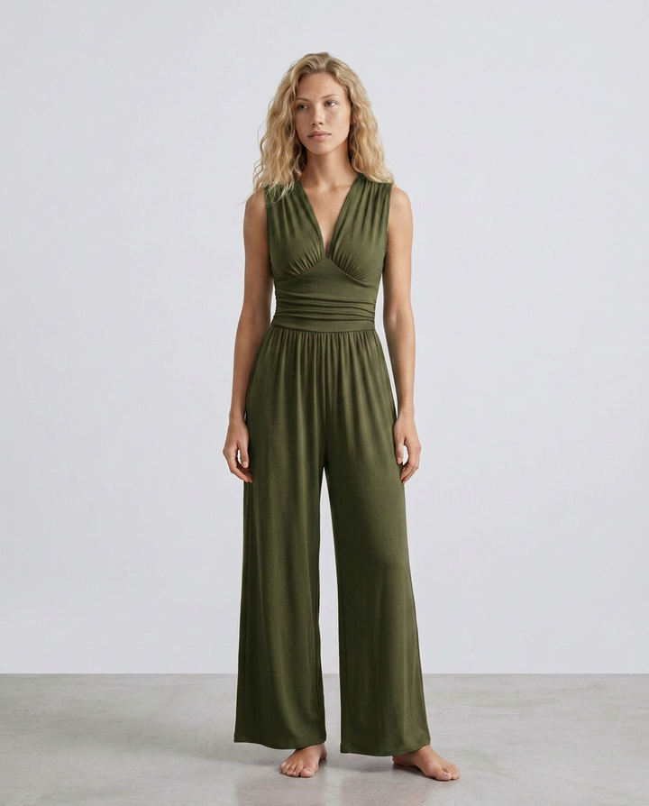 Keri | Satin-Style Jumpsuit with Halter Neck Detail