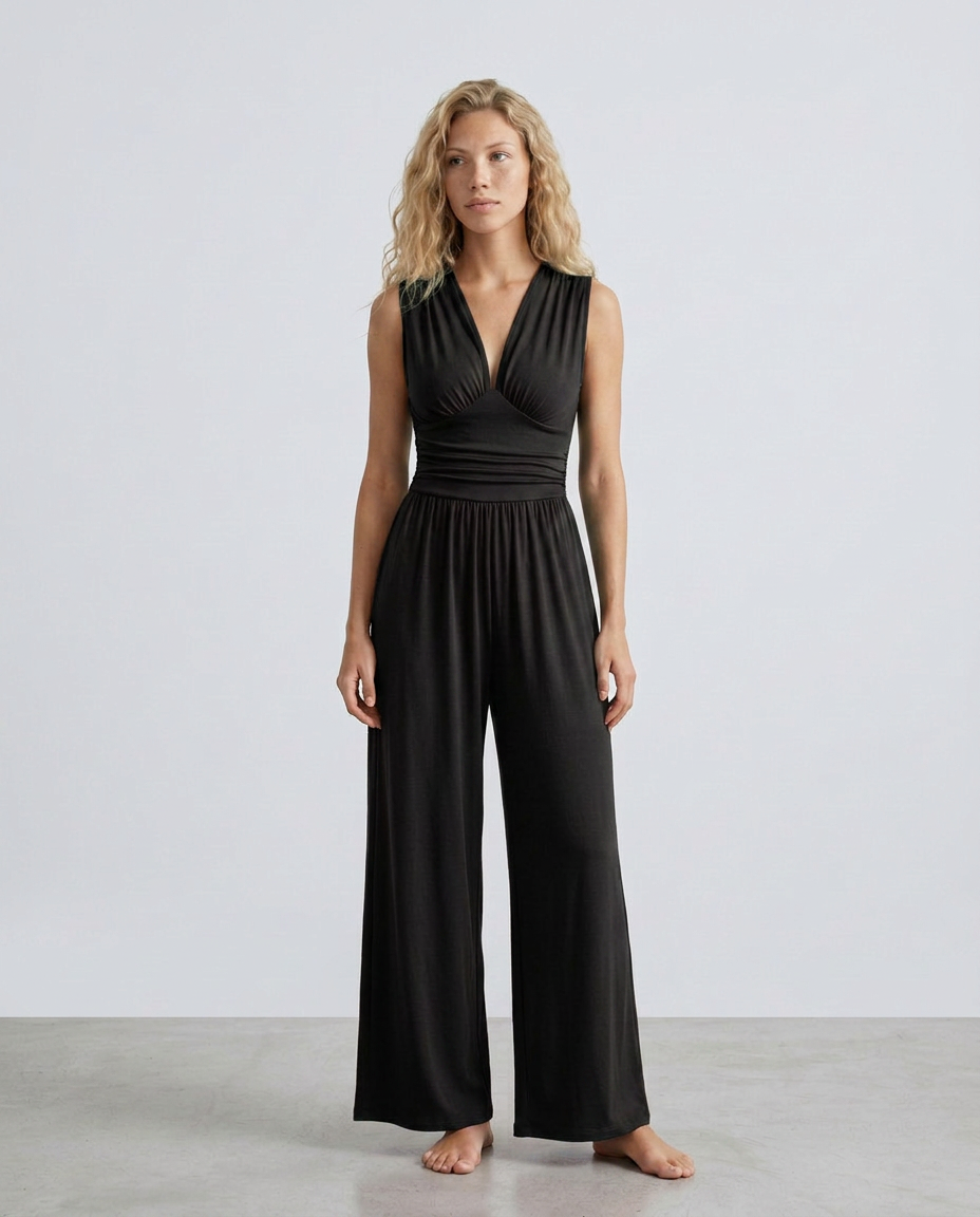 Keri | Satin-Style Jumpsuit with Halter Neck Detail