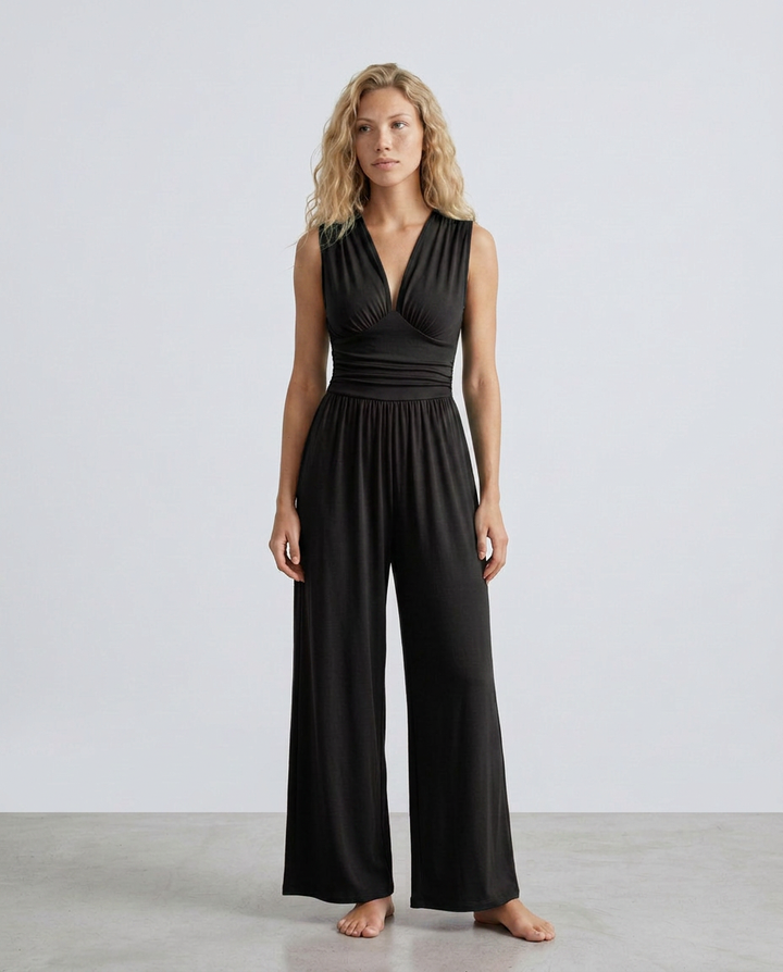 Keri | Satin-Style Jumpsuit with Halter Neck Detail