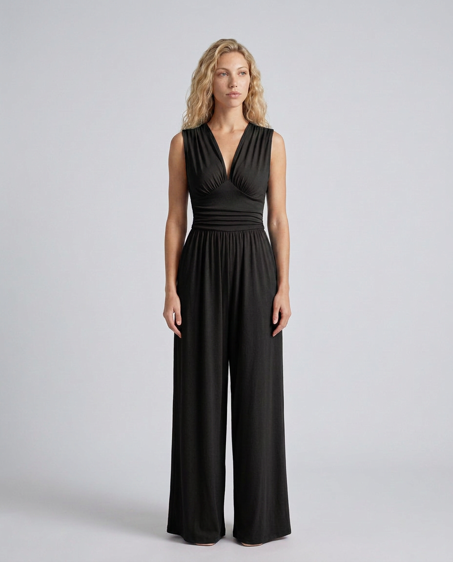 Keri | Satin-Style Jumpsuit with Halter Neck Detail