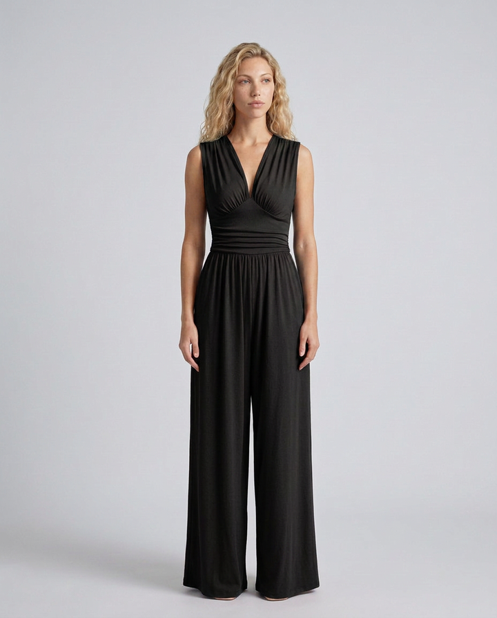 Keri | Satin-Style Jumpsuit with Halter Neck Detail