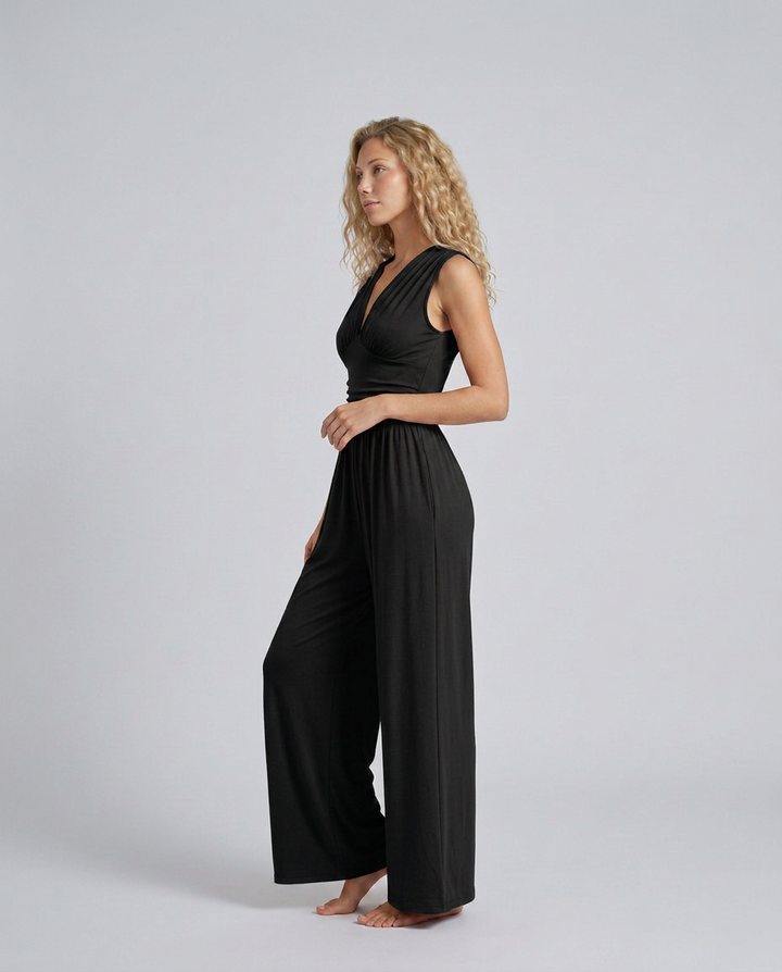 Keri | Satin-Style Jumpsuit with Halter Neck Detail