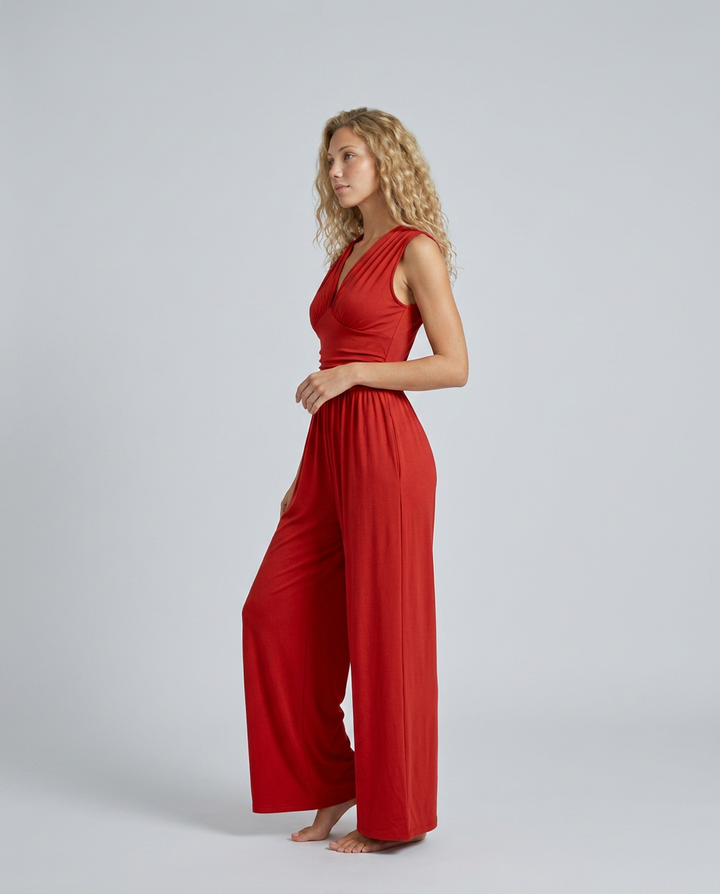 Keri | Satin-Style Jumpsuit with Halter Neck Detail