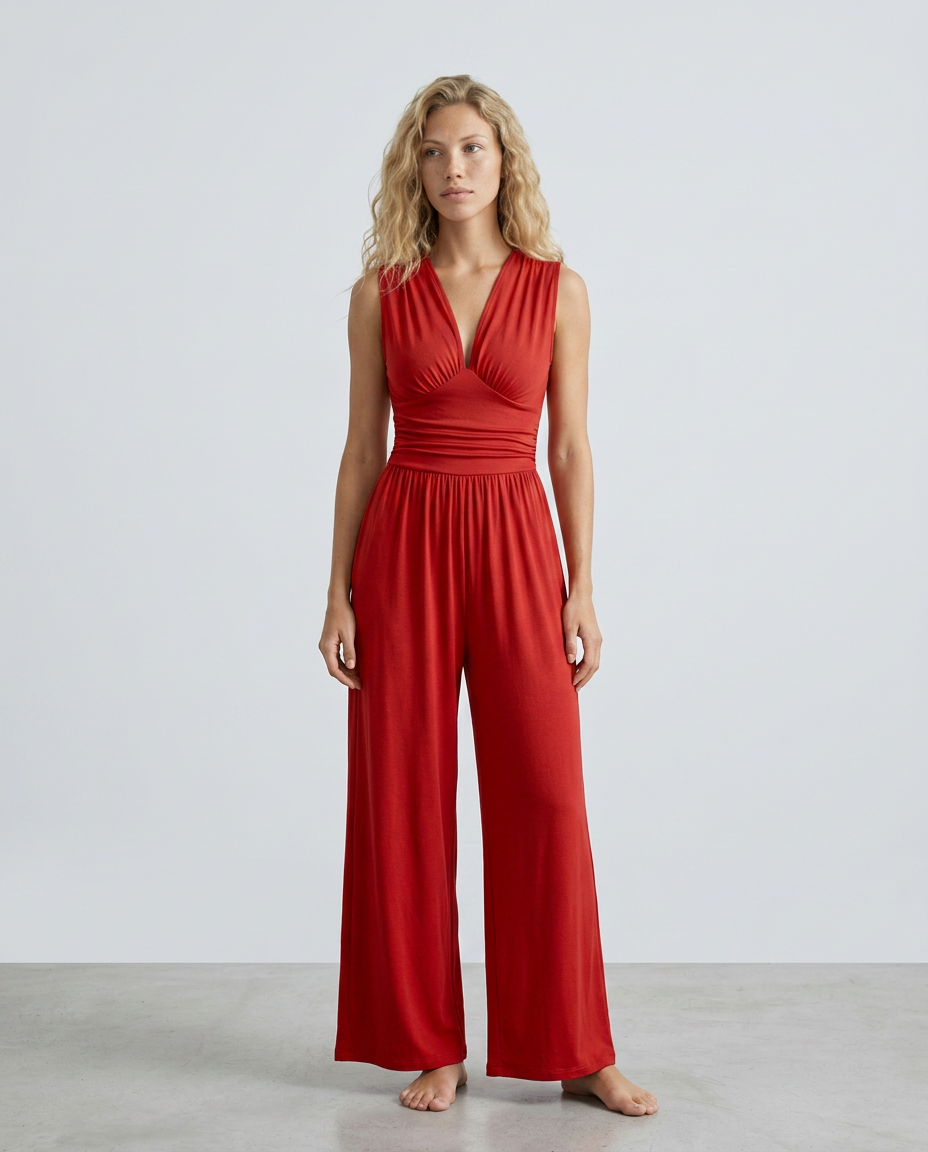 Keri | Satin-Style Jumpsuit with Halter Neck Detail