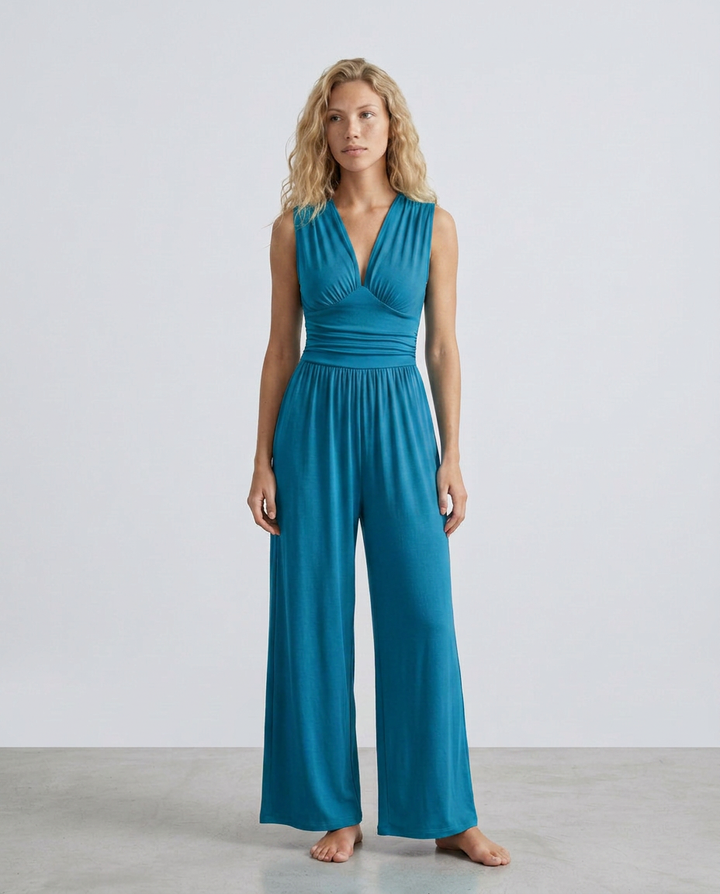 Keri | Satin-Style Jumpsuit with Halter Neck Detail