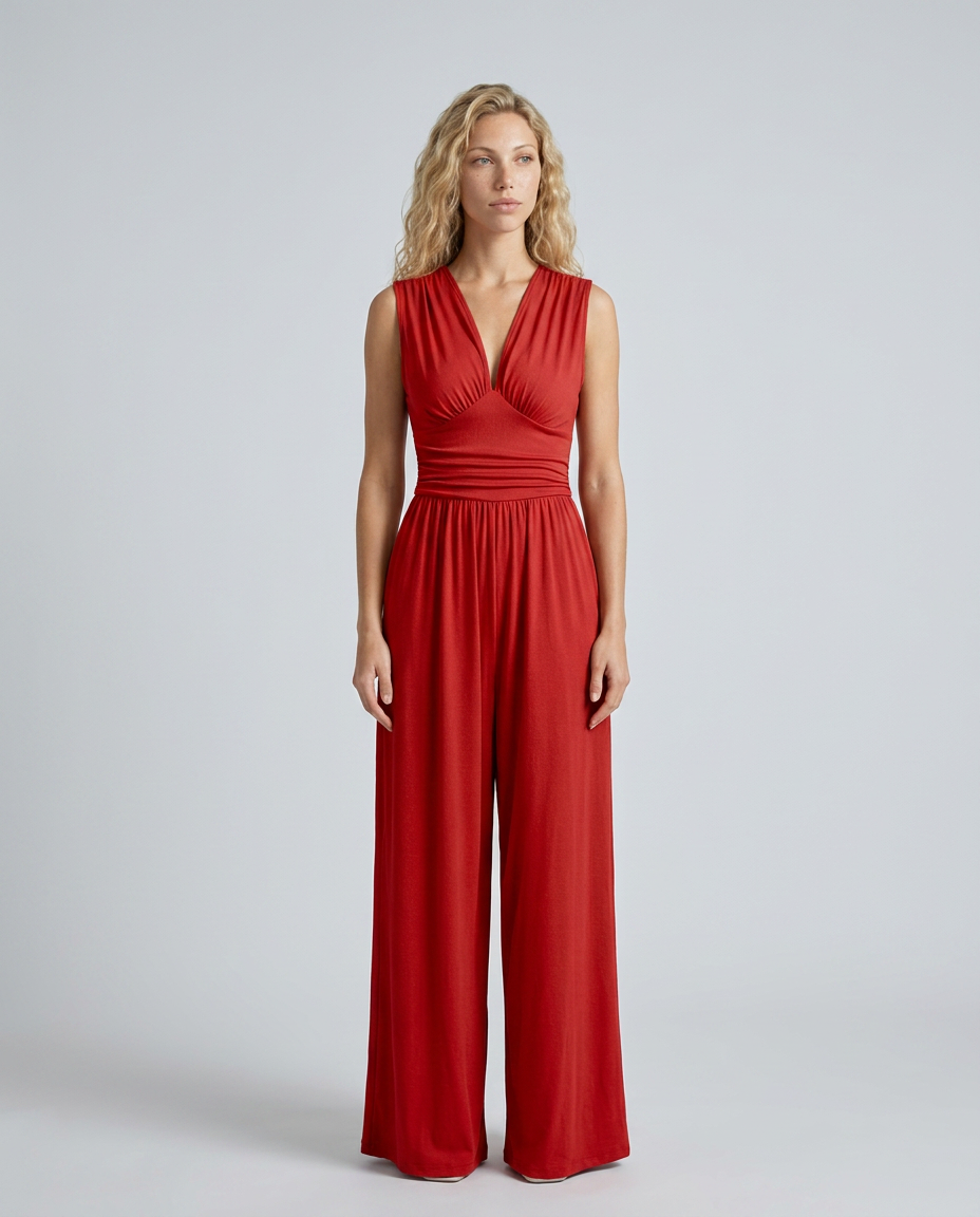Keri | Satin-Style Jumpsuit with Halter Neck Detail