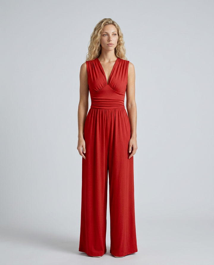 Keri | Satin-Style Jumpsuit with Halter Neck Detail