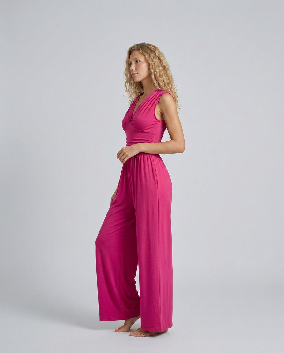 Keri | Satin-Style Jumpsuit with Halter Neck Detail