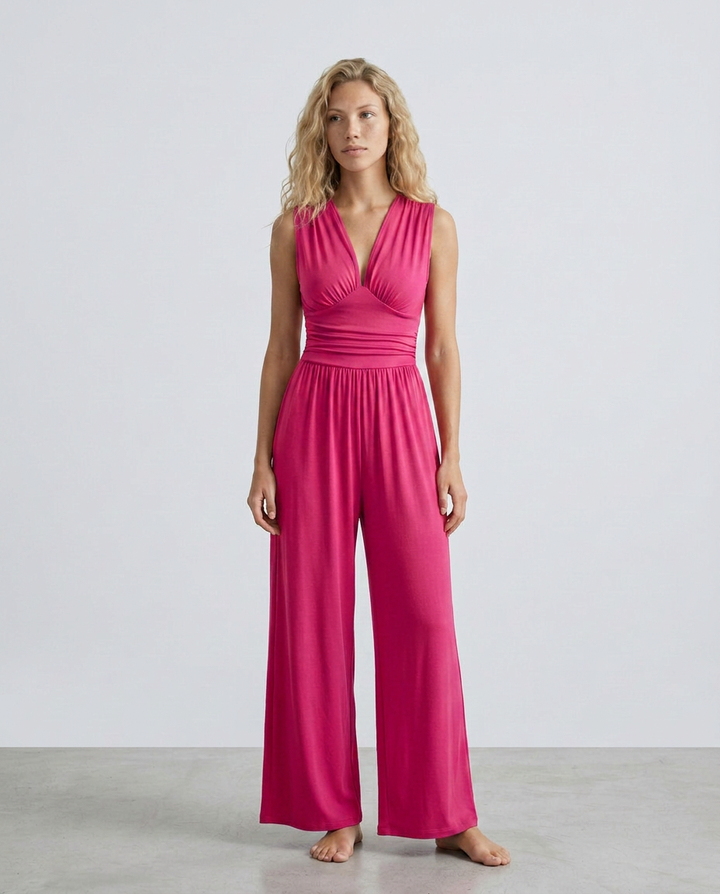 Keri | Satin-Style Jumpsuit with Halter Neck Detail