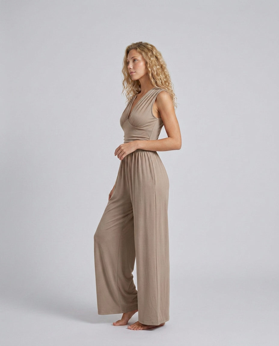 Keri | Satin-Style Jumpsuit with Halter Neck Detail