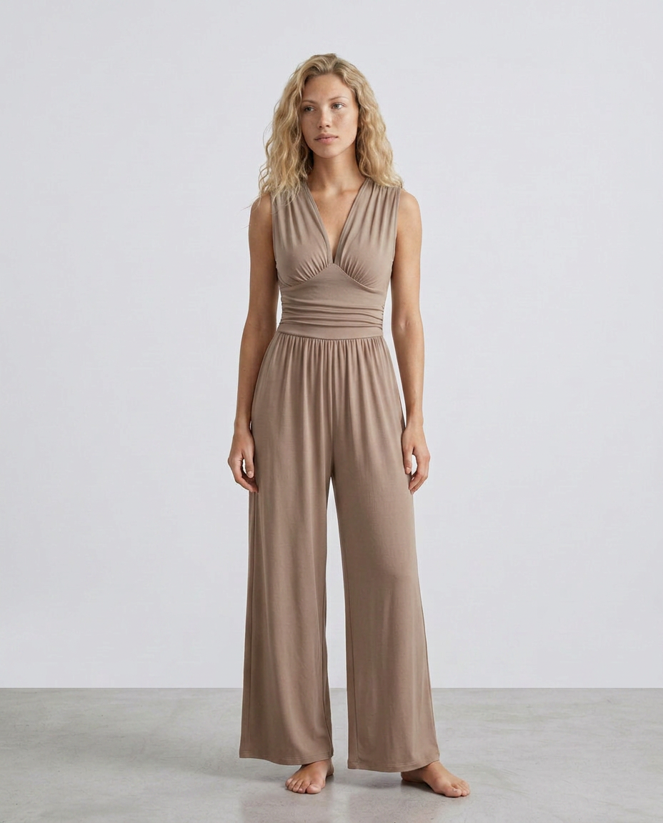 Keri | Satin-Style Jumpsuit with Halter Neck Detail