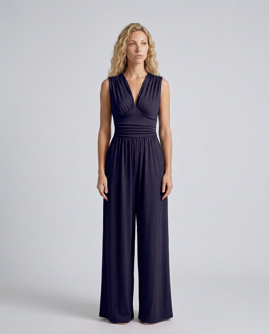 Keri | Satin-Style Jumpsuit with Halter Neck Detail