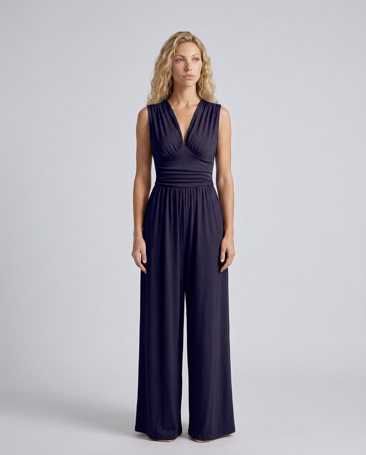 Keri | Satin-Style Jumpsuit with Halter Neck Detail