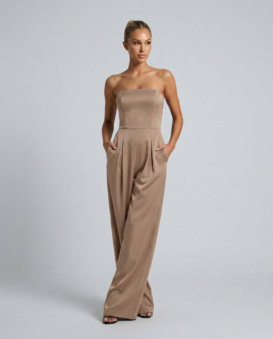 Dena | Strapless Jumpsuit with Wide-Leg Trousers