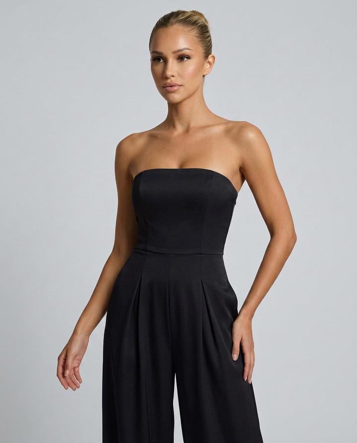 Dena | Strapless Jumpsuit with Wide-Leg Trousers