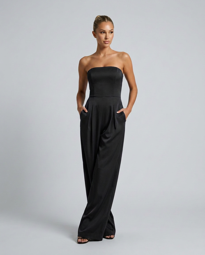 Dena | Strapless Jumpsuit with Wide-Leg Trousers