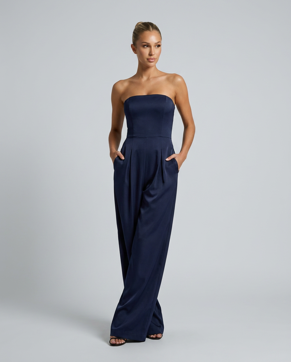 Dena | Strapless Jumpsuit with Wide-Leg Trousers