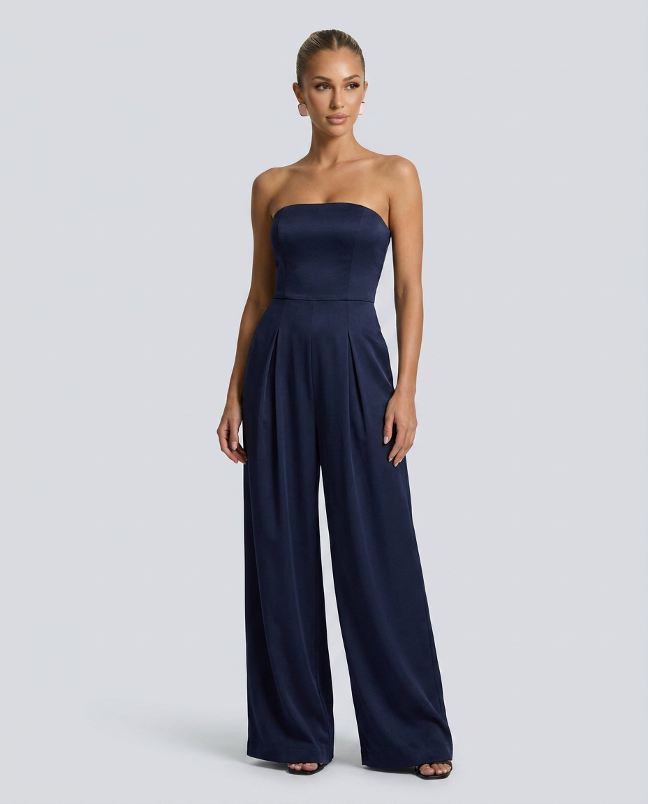 Dena | Strapless Jumpsuit with Wide-Leg Trousers