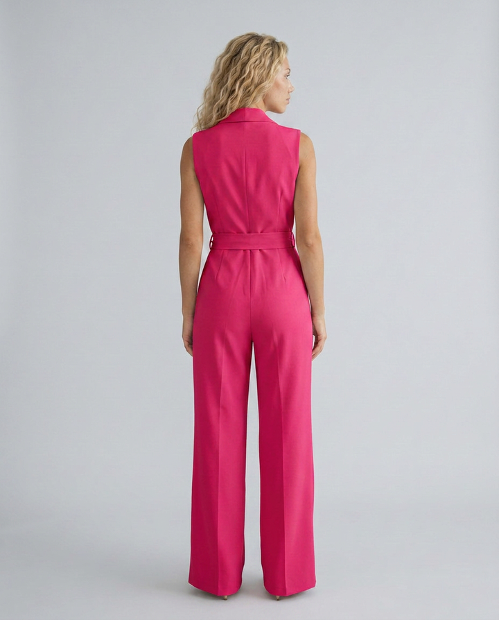 Enid | Wide-Leg Jumpsuit with V-Neck and Belt Tie