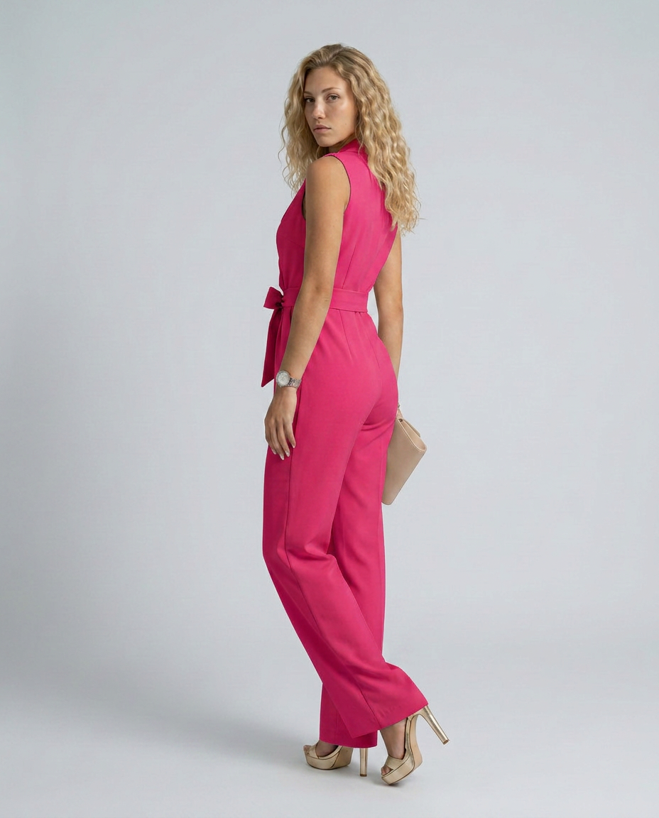 Enid | Wide-Leg Jumpsuit with V-Neck and Belt Tie