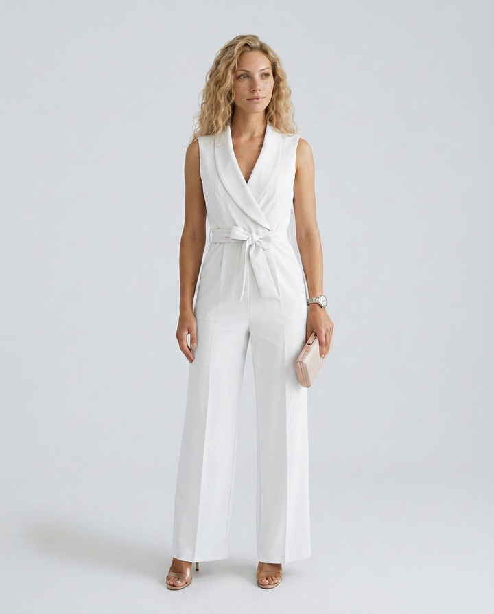 Enid | Wide-Leg Jumpsuit with V-Neck and Belt Tie