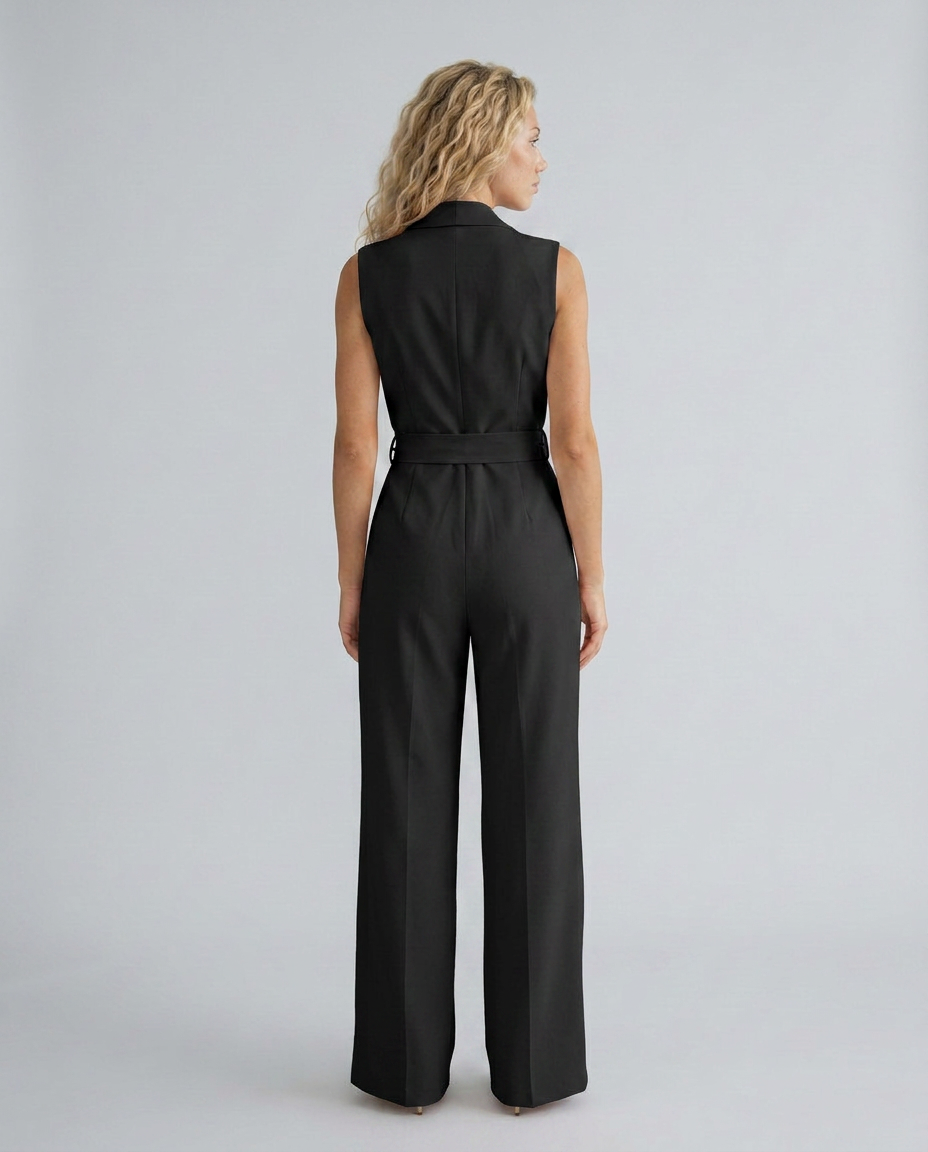 Enid | Wide-Leg Jumpsuit with V-Neck and Belt Tie