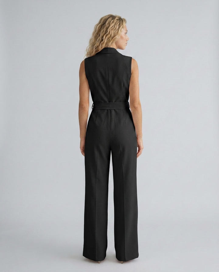 Enid | Wide-Leg Jumpsuit with V-Neck and Belt Tie