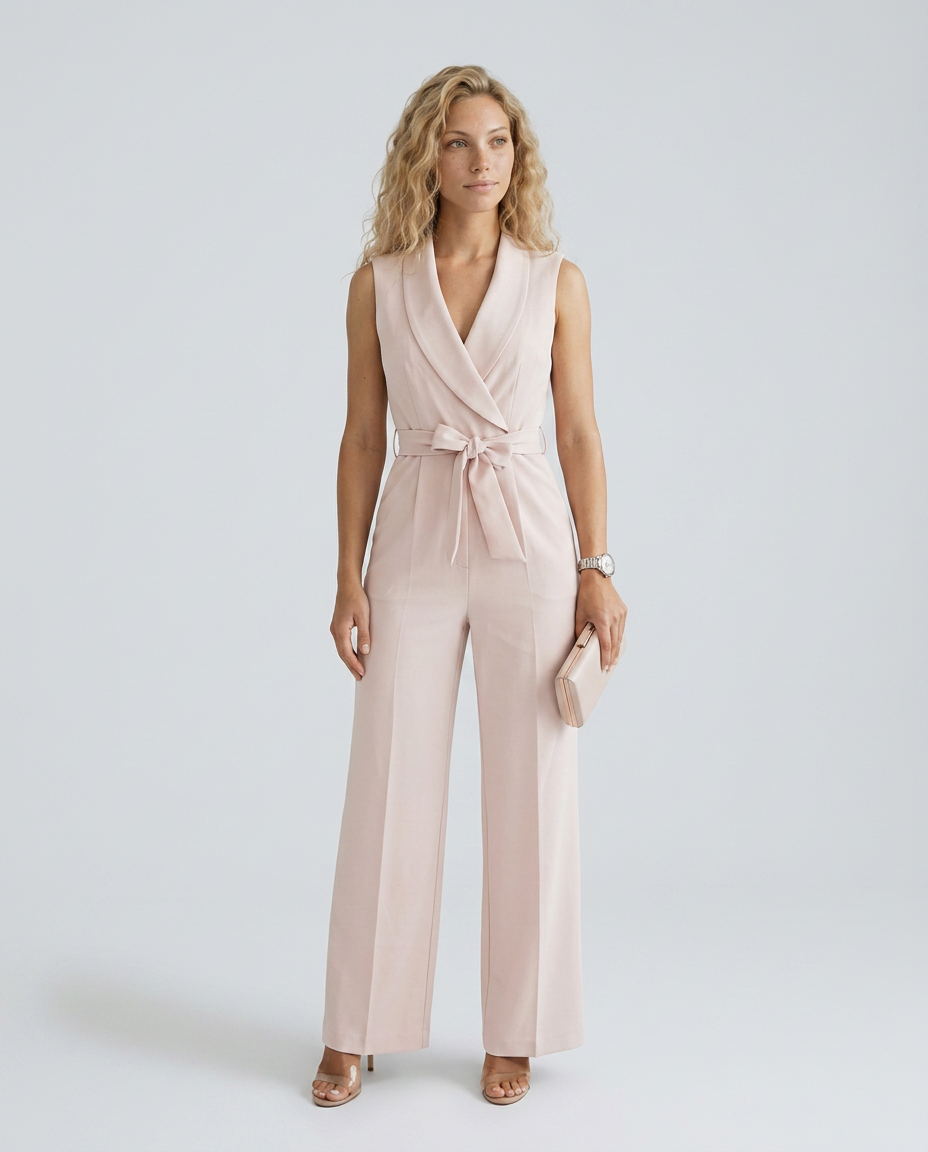 Enid | Wide-Leg Jumpsuit with V-Neck and Belt Tie
