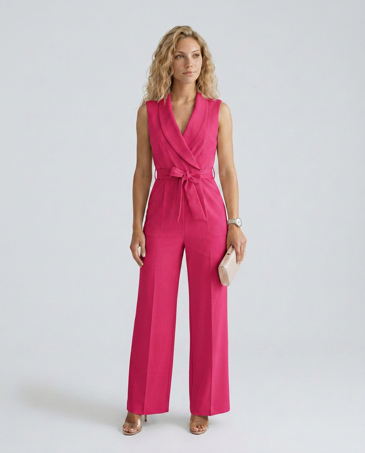Enid | Wide-Leg Jumpsuit with V-Neck and Belt Tie