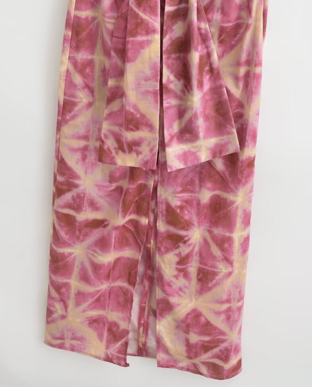 Brooklyn | Tie &amp; Dye Draped Midi Dress with Front Knot