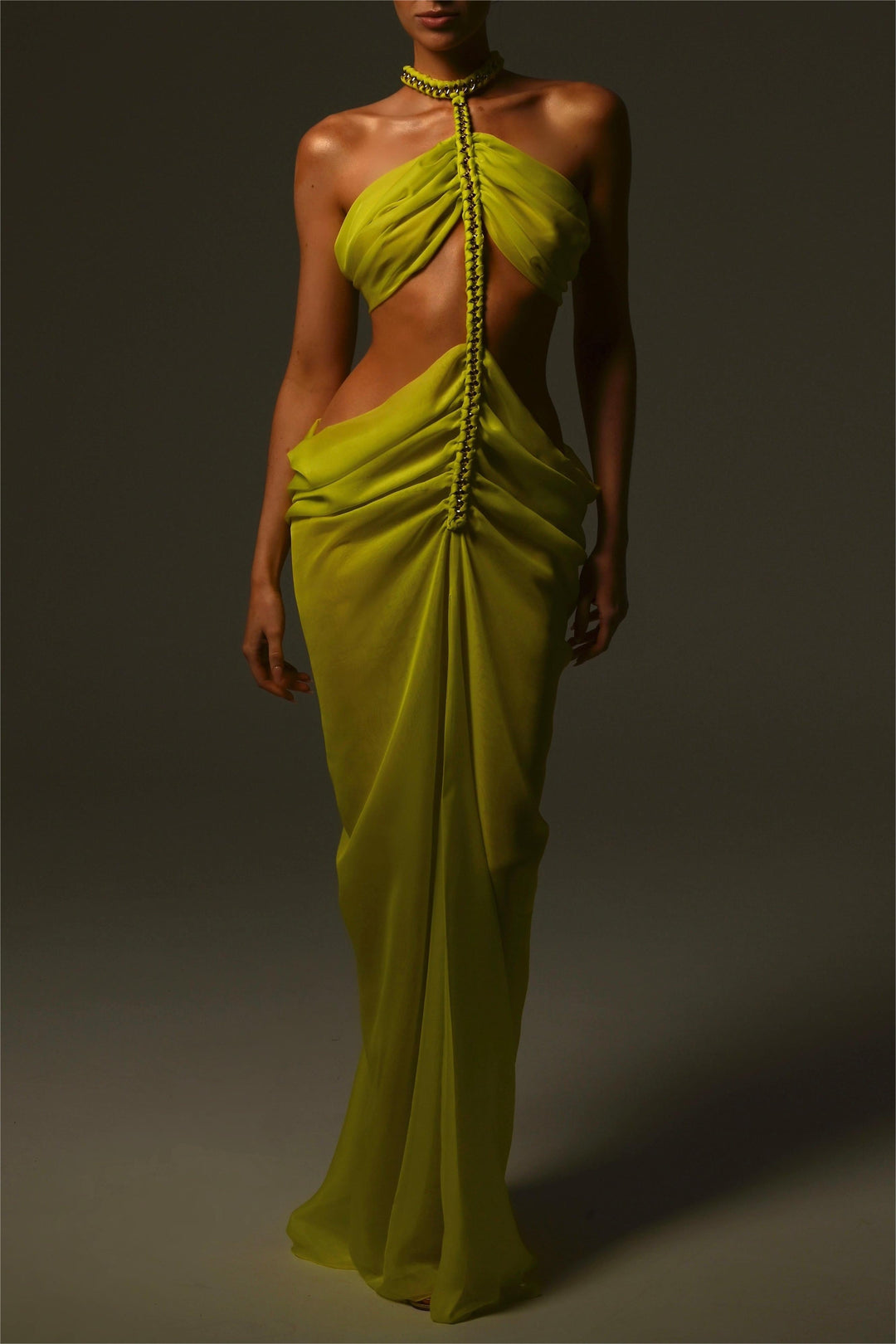 Maeve | Halter Neck Cut-Out Split Midi Dress