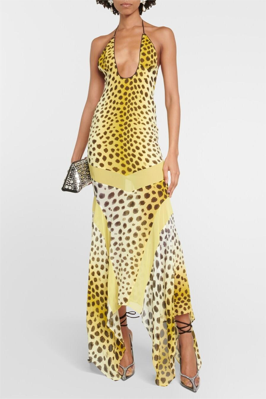 Tawny | Leopard Print Halter Neck Maxi Dress