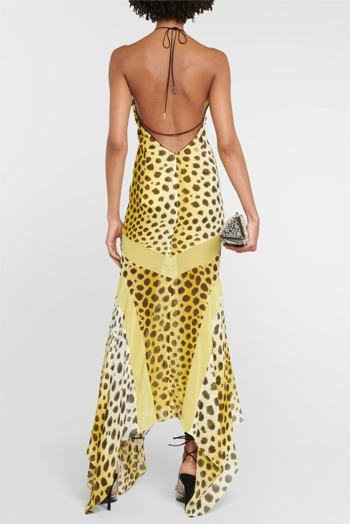 Tawny | Leopard Print Halter Neck Maxi Dress