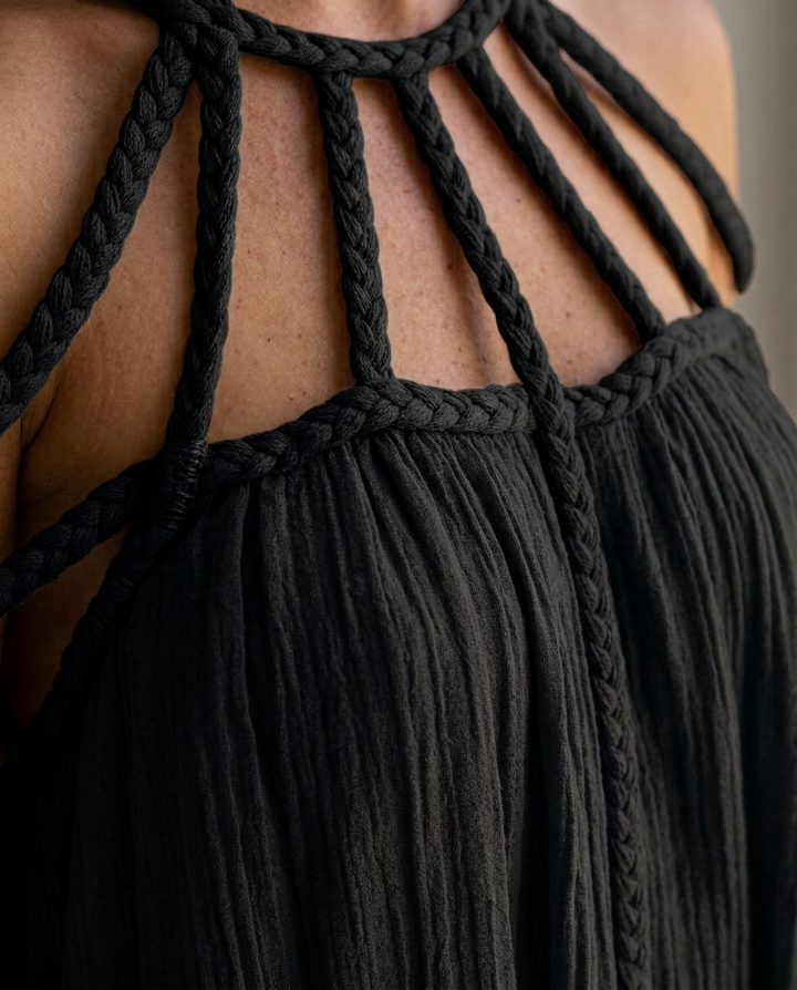 Celeste | Pleated Maxi Dress with Cut-Out Neckline