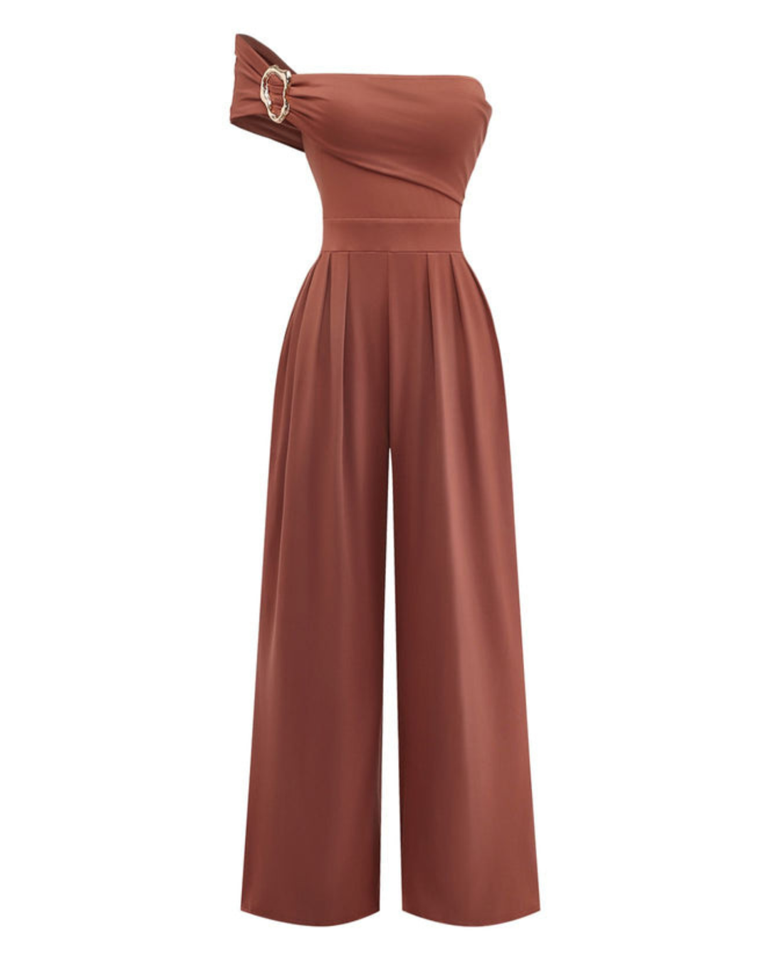 Mila | One-Shoulder Buckle Wide-Leg Jumpsuit
