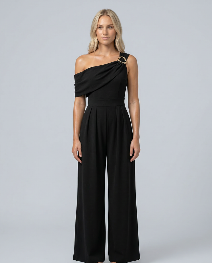 Mila | One-Shoulder Buckle Wide-Leg Jumpsuit