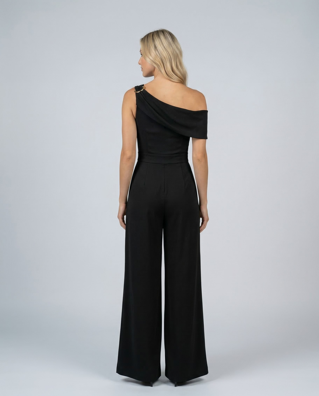 Mila | One-Shoulder Buckle Wide-Leg Jumpsuit